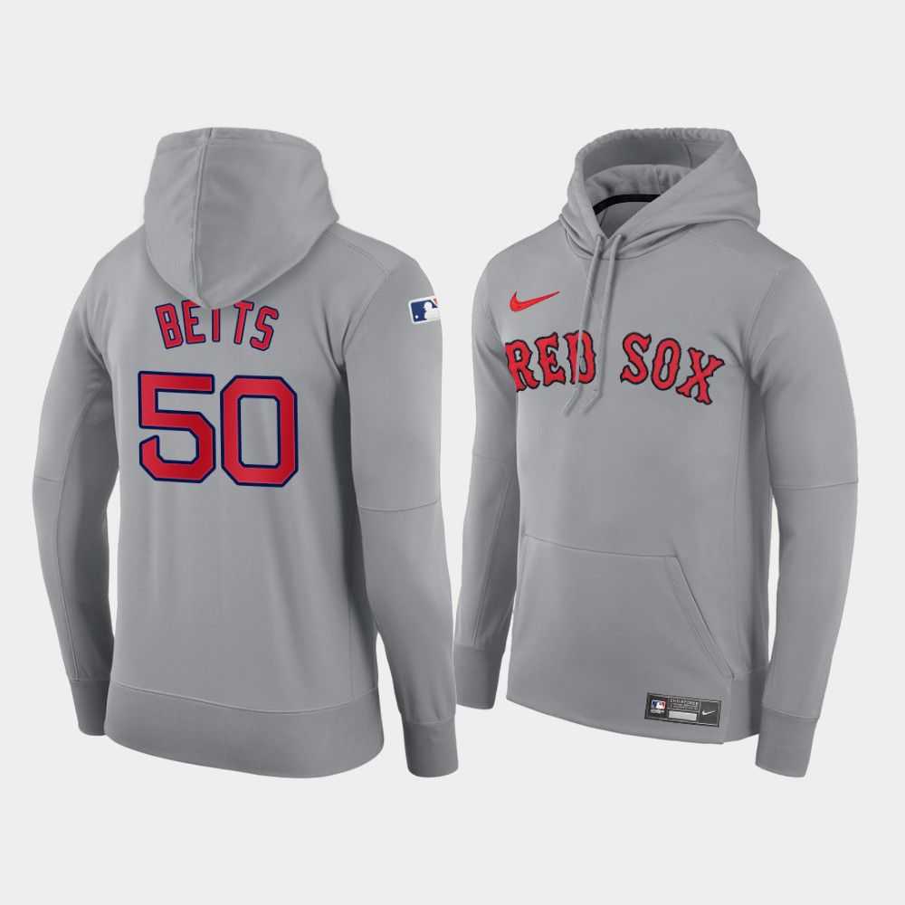 Men Boston Red Sox 50 Betts gray road hoodie 2021 MLB Nike Jerseys